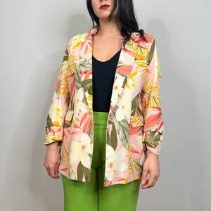 RD & Koko Cotton & Linen Tropical One Button Blazer